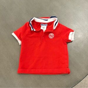 Jacadi baby toddler boy red shirt cotton short sleeve preppy logo polo 24m /  2T